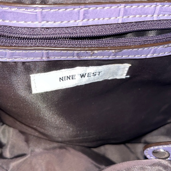 Vintage Nine West Purple Croc Style Leather Bag - Picture 4 of 8